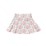 Pink bow floral kids girls summer activewear pleated skorts