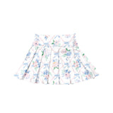 Light blue bow floral kids girls summer activewear pleated skorts
