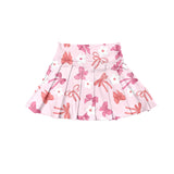 Floral pink bows kids girls summer activewear pleated skorts