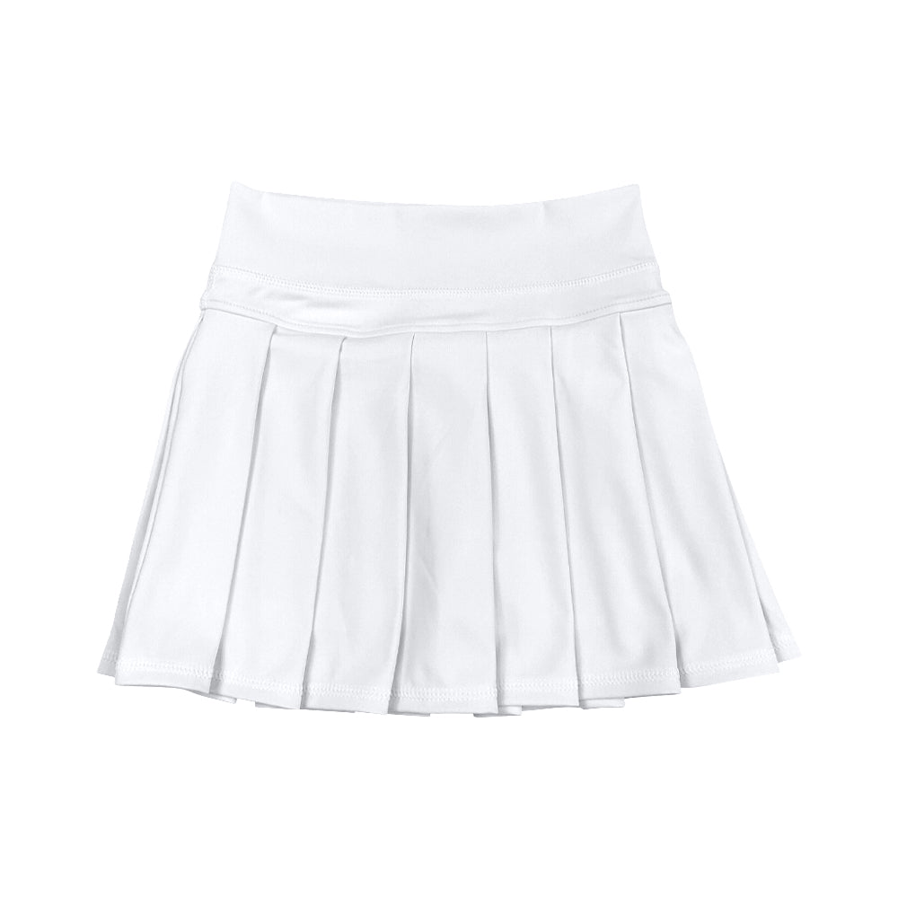 White high waist kids girls summer activewear pleated skorts