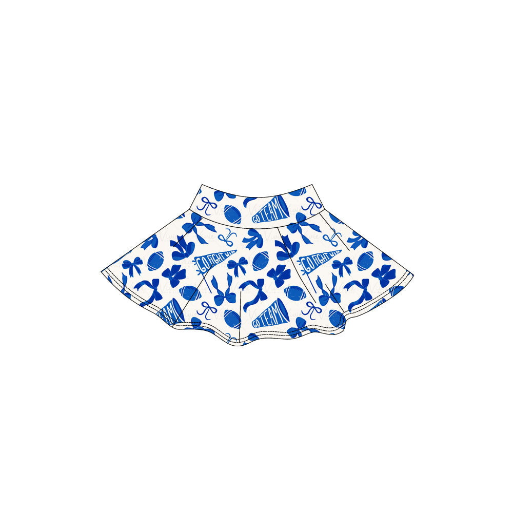 Blue bow football go team kids girls activewear skirt