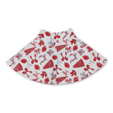 Red bow football go team kids girls activewear skirt
