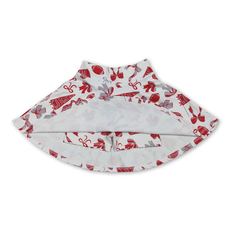 Red bow football go team kids girls activewear skirt