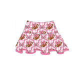 Pink plaid bow football kids girls activewear skirt