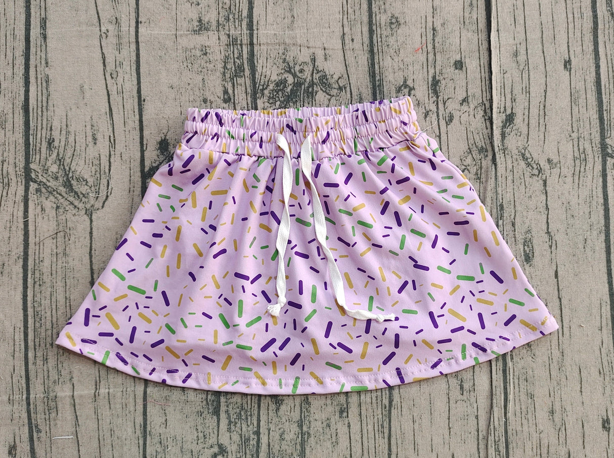 Purple green yellow ice cream sprinkle girls Mardi Gras skirt