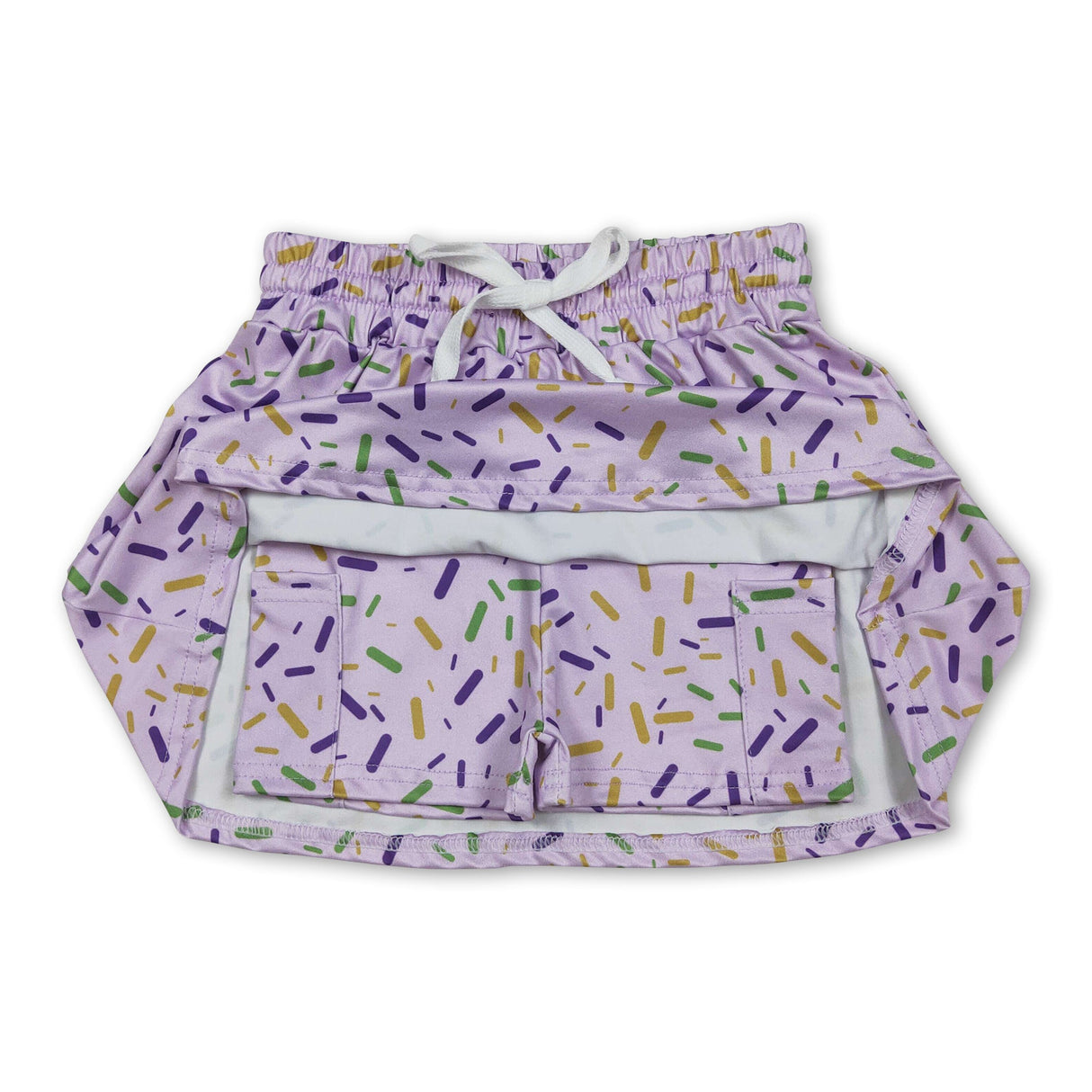 Purple green yellow ice cream sprinkle girls Mardi Gras skirt