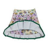 Donut crocodile kids girls Mardi Gras pleated yoga skirt