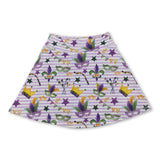 High waist stripe crown girls Mardi Gras activewear skirt