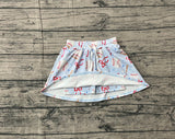 Light blue baseball bow kids girls active skirt