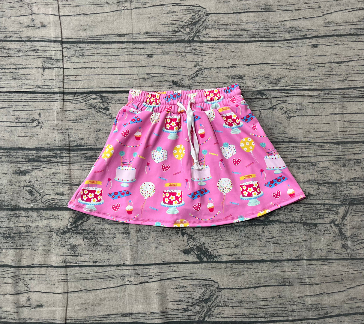 Happy Birthday cake gift kids girls active skirt