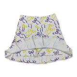 Purple yellow bow kids girls Mardi Gras pleated skirt