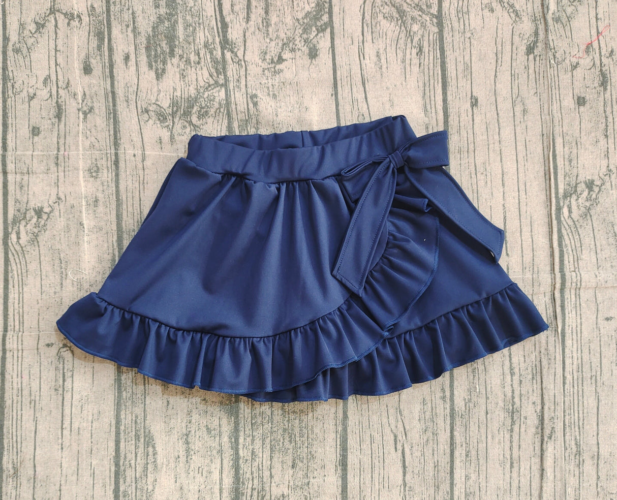 Navy bow ruffle kids girls summer active yoga skirt