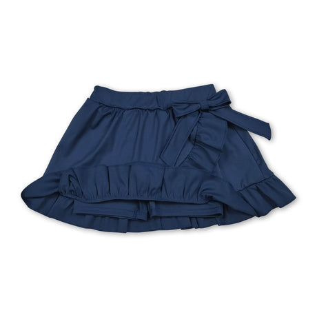 Navy bow ruffle kids girls summer active yoga skirt