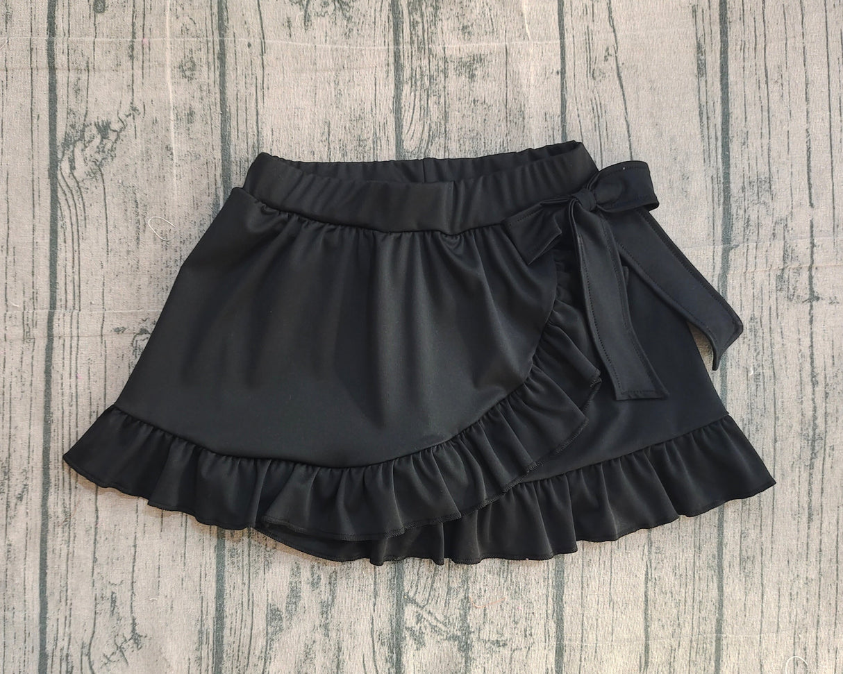 Black bow ruffle kids girls summer active yoga skirt