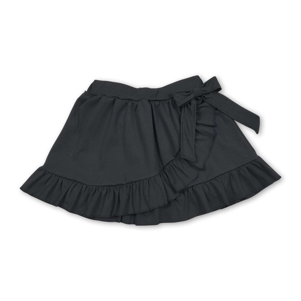 Black bow ruffle kids girls summer active yoga skirt