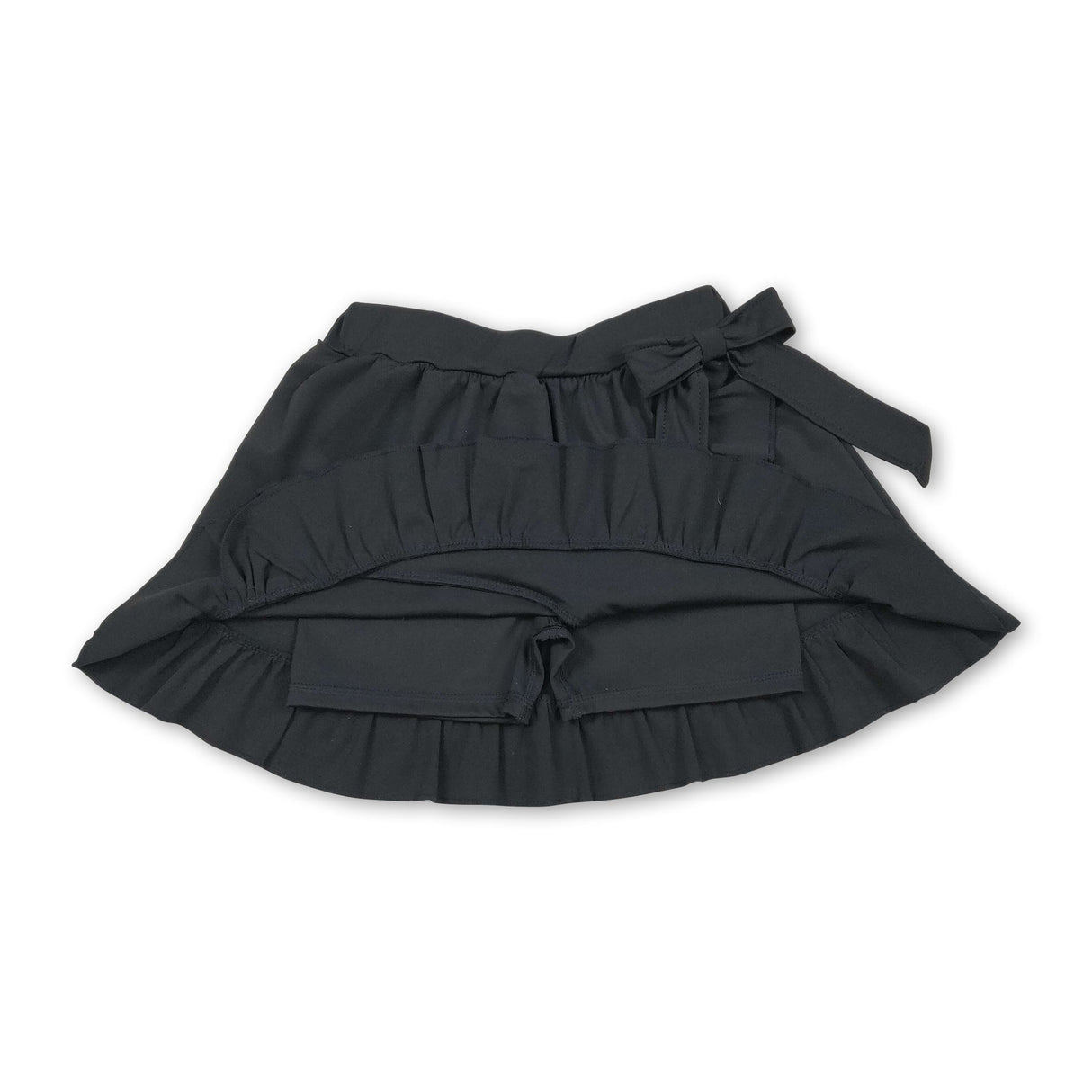 Black bow ruffle kids girls summer active yoga skirt