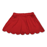 Red pockets scallop kids girls summer activwear skirt