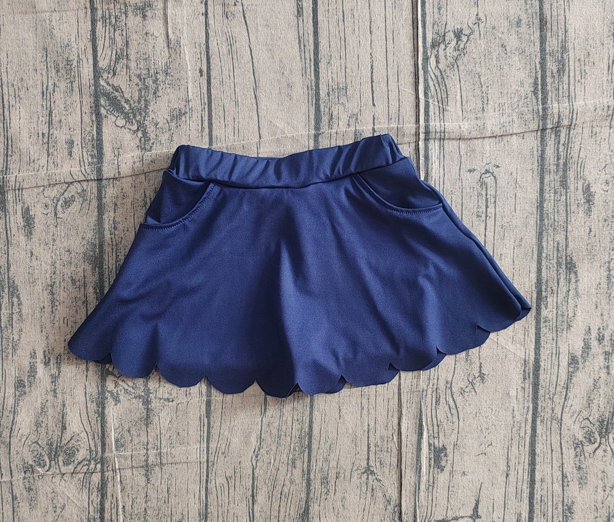 Navy pockets scallop kids girls summer activwear skirt