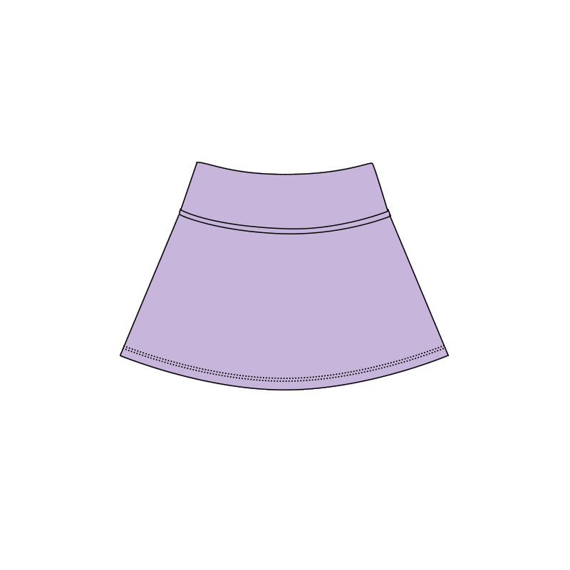 Lavender high waist kids girls active yoga skirt