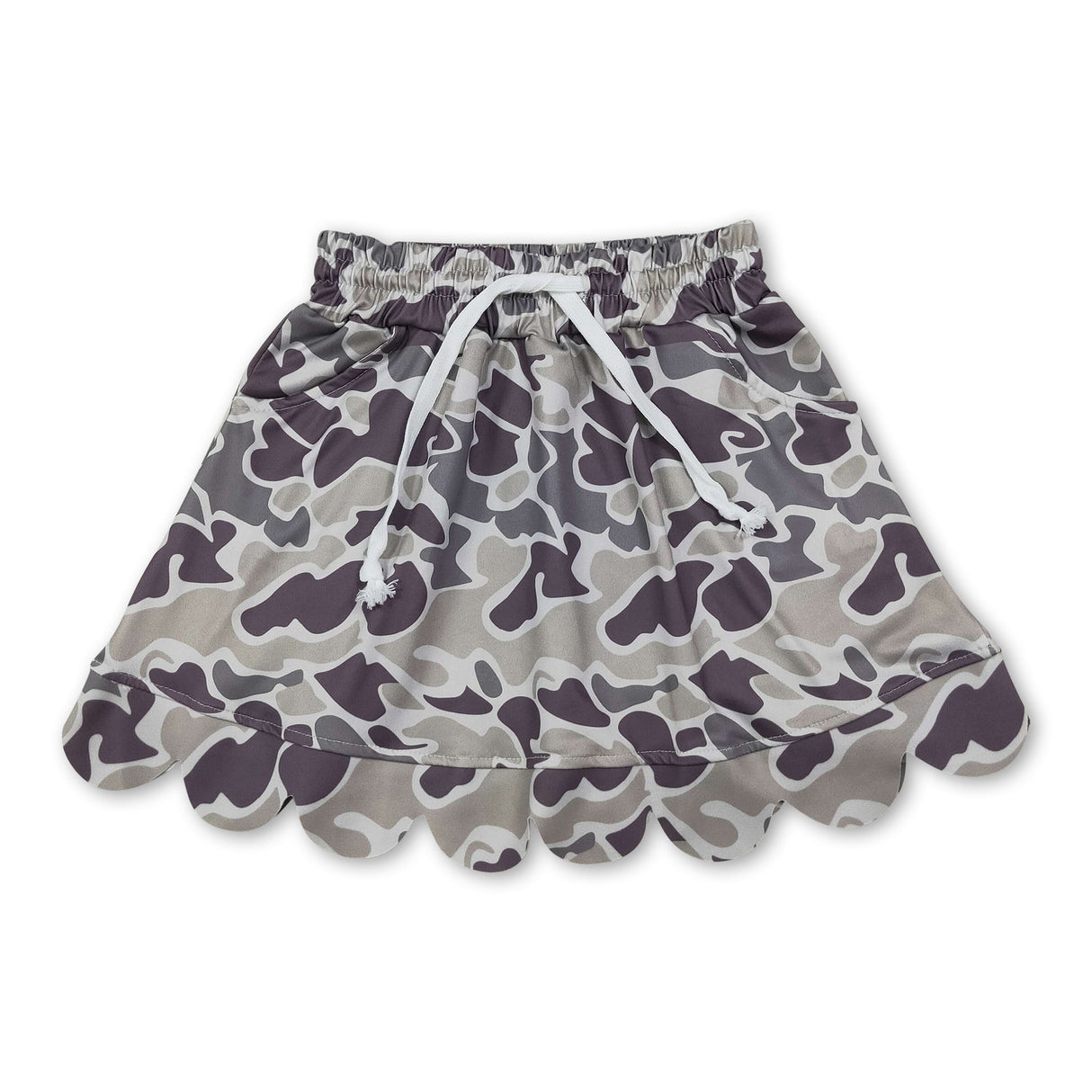 Camo pocket scallop hunting kids girls skirt