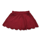 Maroon pockets scallop kids girls summer active wear skirt