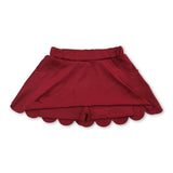 Maroon pockets scallop kids girls summer active wear skirt