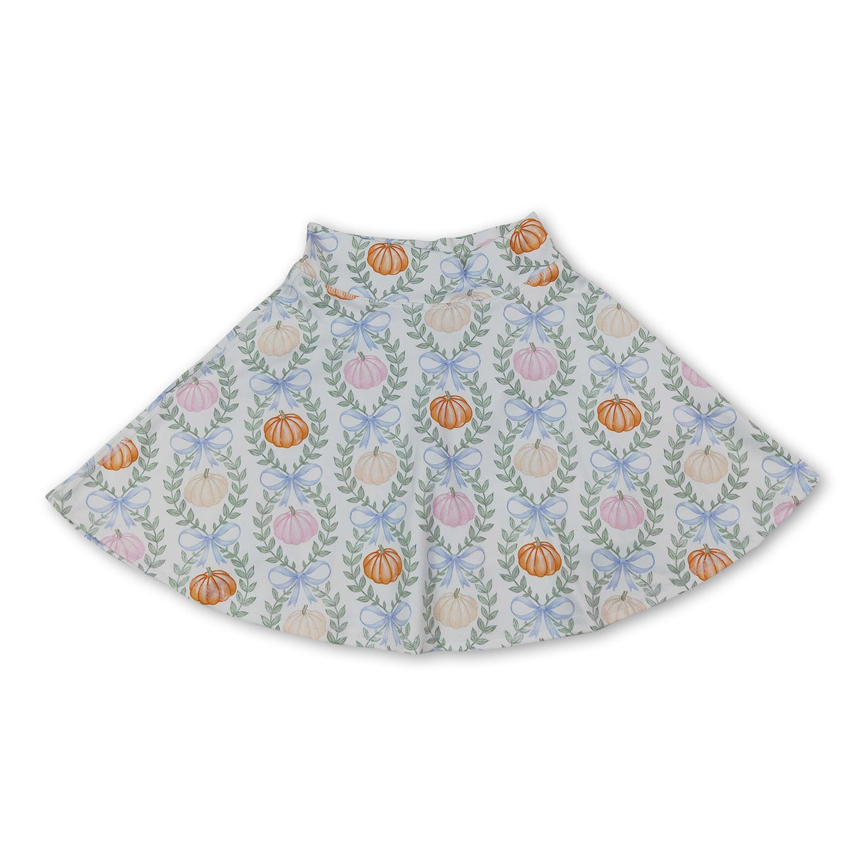 Light blue bow pumpkin kids girls fall active skirt
