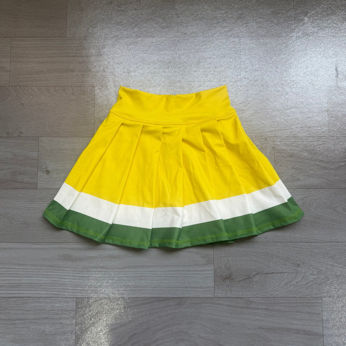 Yellow white green kids girls team active pleated skirt