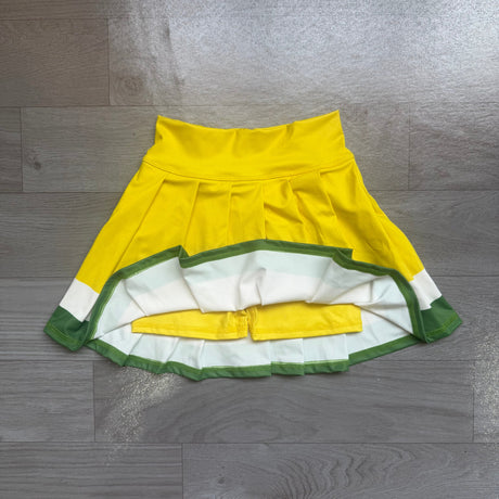Yellow white green kids girls team active pleated skirt