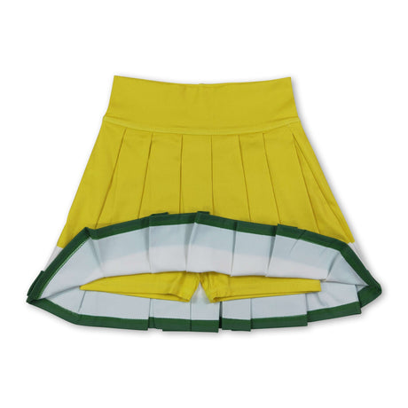 Yellow white green kids girls team active pleated skirt