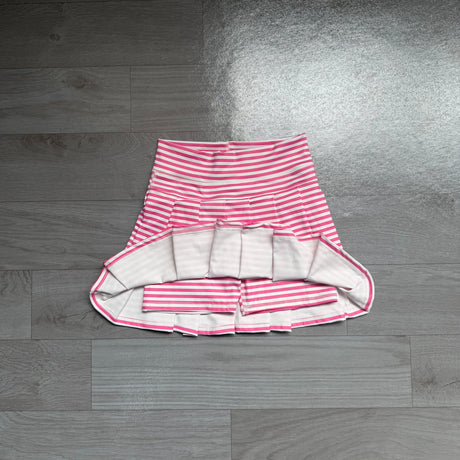 Pink stripe kids girls summer active pleated skirt
