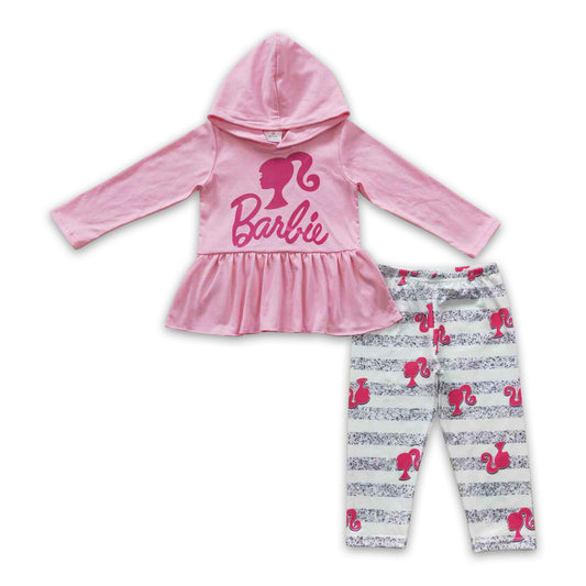 Pink hoodie stripe leggings party girls outfits