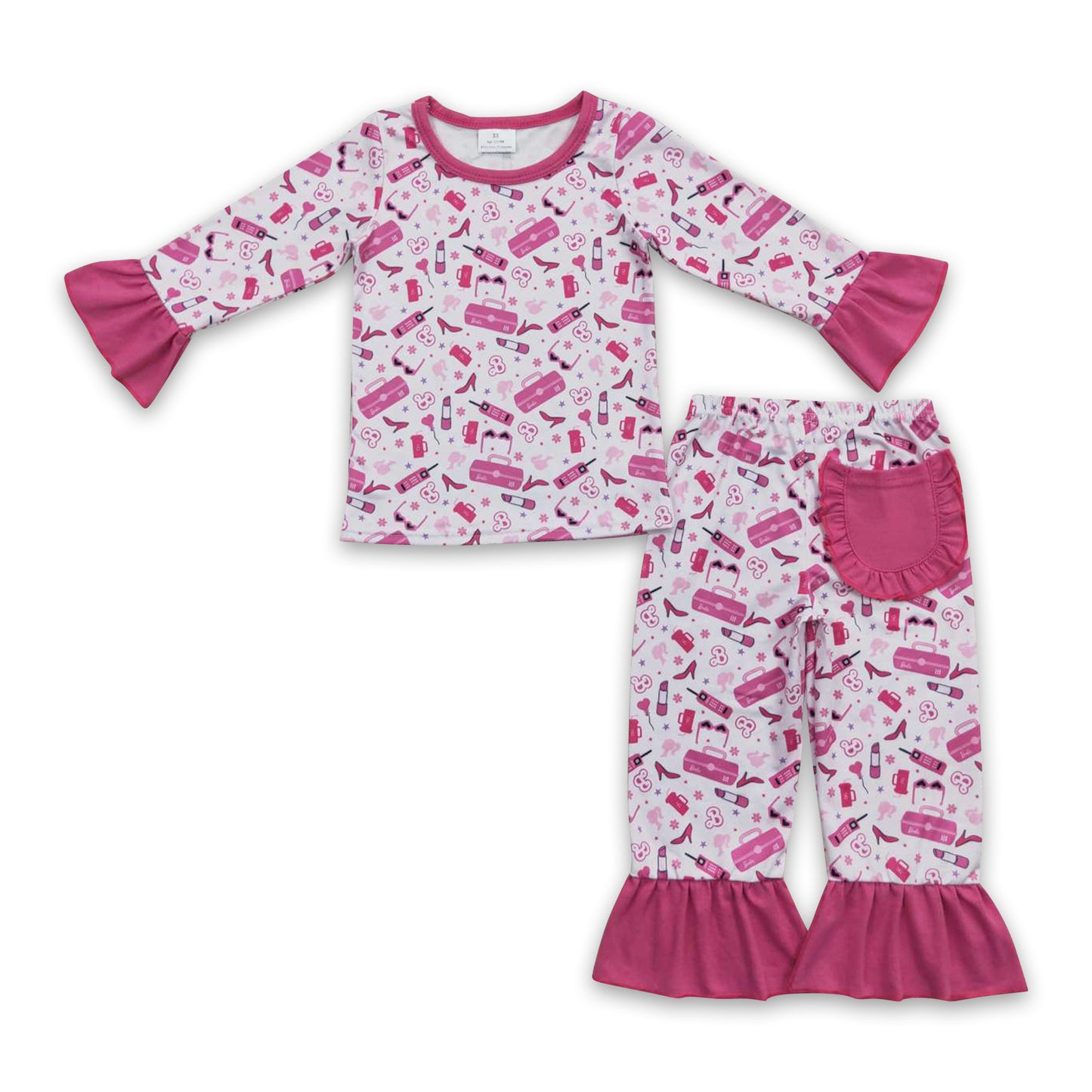 Hot pink pocket party girls pajamas
