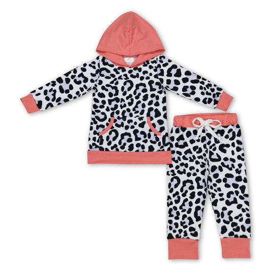 Leopard pocket hoodie pants girls fall winter outfits