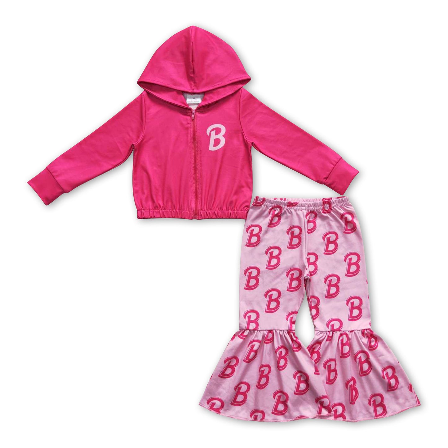 Hot pink B hooded jacket pants party girls outfits – Yawoo Garments