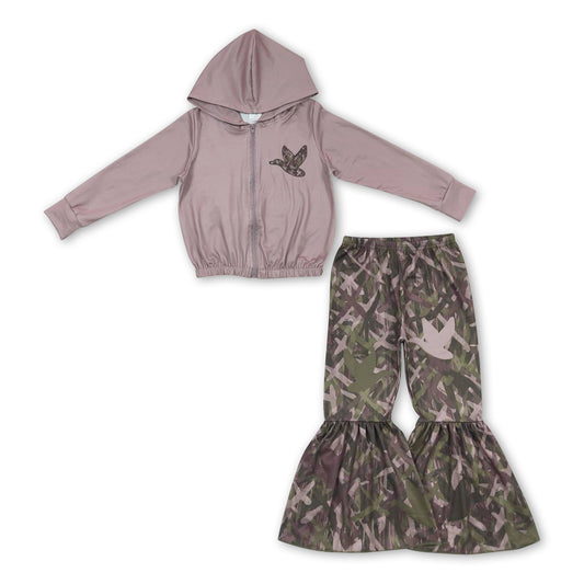 Duck zipper hoodie camo pants girls hunting clothes