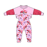 Pink heart truck top jumpsuit girls valentine's outfits