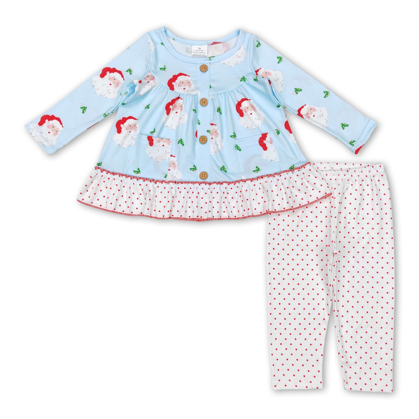 Santa pockets tunic leggings girls Christmas outfits