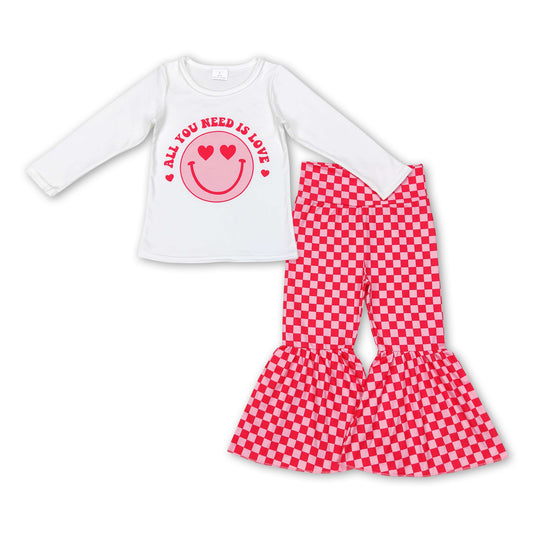 All you need is love smile heart plaid girls valentine's outfits