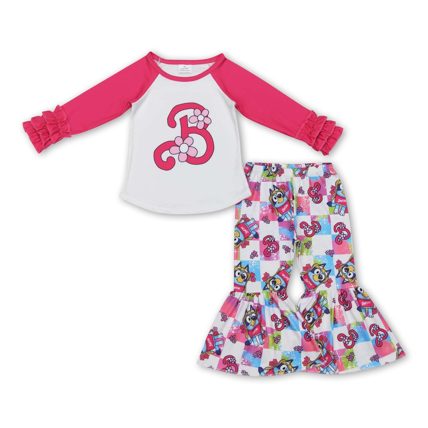 Hot pink floral B top dogs pants party girls outfits – Yawoo Garments