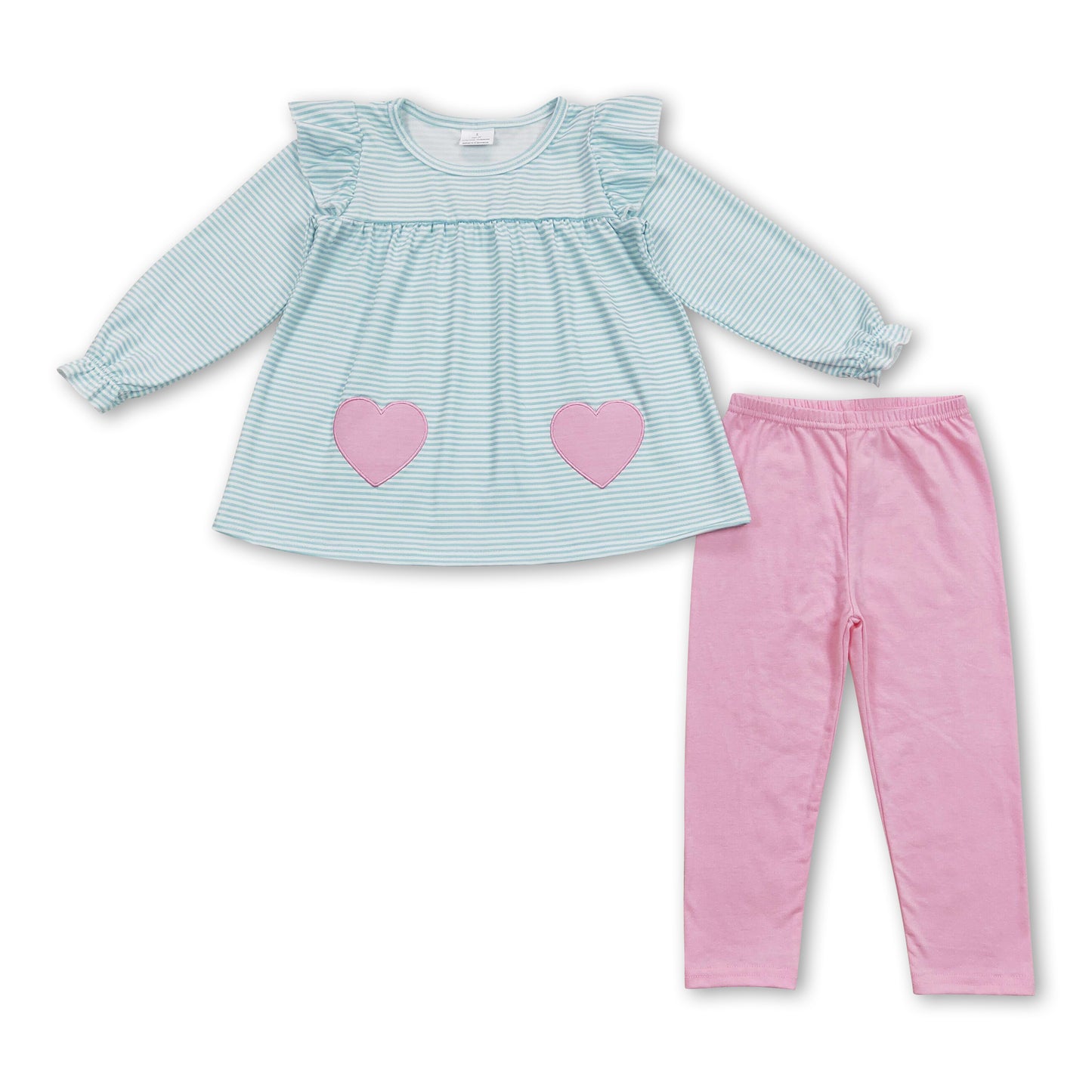 Stripe pink heart tunic leggings girls valentines clothes