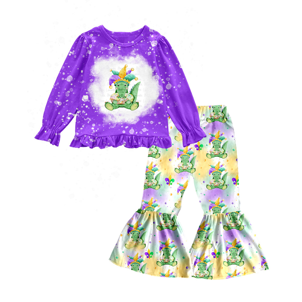 Purple crocodile donut top pants girls mardi gras outfits