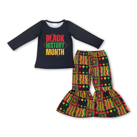 Black history month top bell bottom pants girls clothes