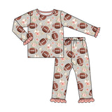 Long sleeves floral football kids girls pajamas