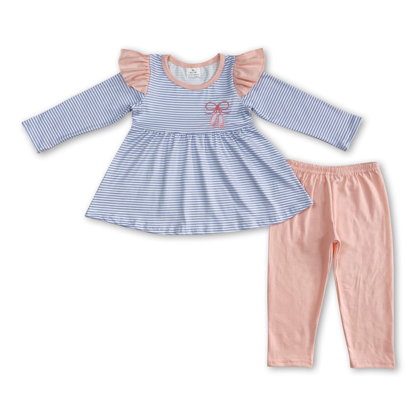 Stripe dance tunic pink leggings girls clothing set