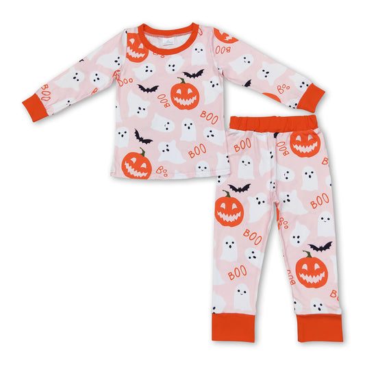 Pink boo ghost pumpkin girls Halloween pajamas