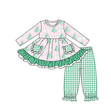Christmas tree pocket tunic pants girls clothing set