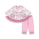 Pink santa gift pocket tunic pants girls Christmas clothing