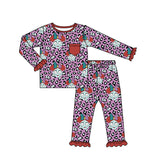 Long sleeves leopard skull girls Halloween pajamas