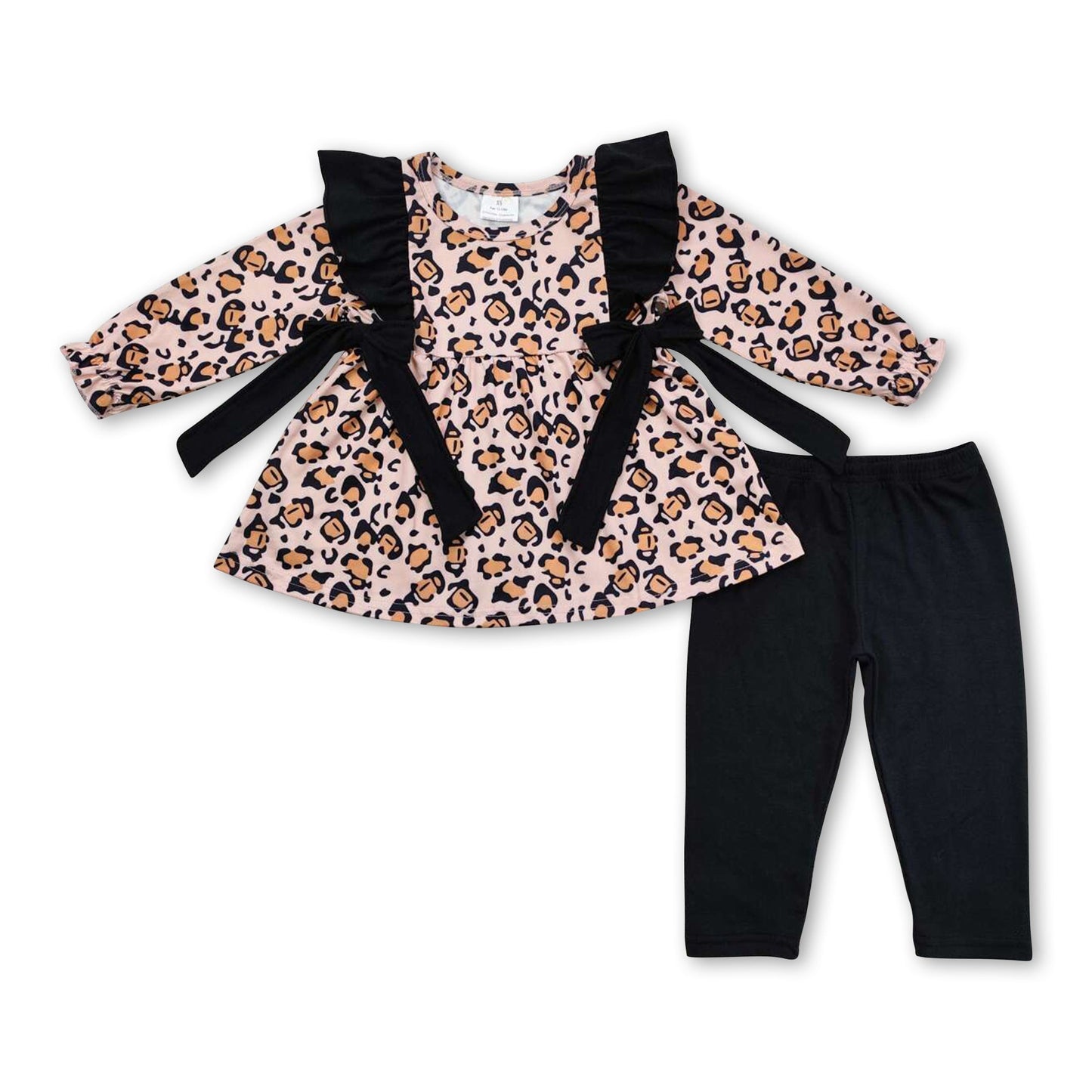 Leopard long sleeves tunic leggings girls clothing set